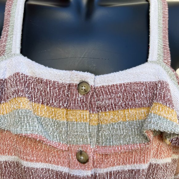 Madewell Texture & Thread Crop Ruffle Tie-Front Tank Multi Thick Straps Size L - Picture 6 of 9